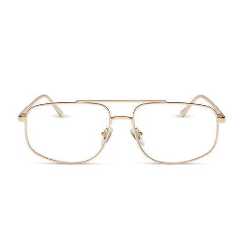 diff eyewear featuring the charley navigator glasses with a gold metal frame front view