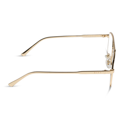 diff eyewear featuring the charley navigator glasses with a gold metal frame side view