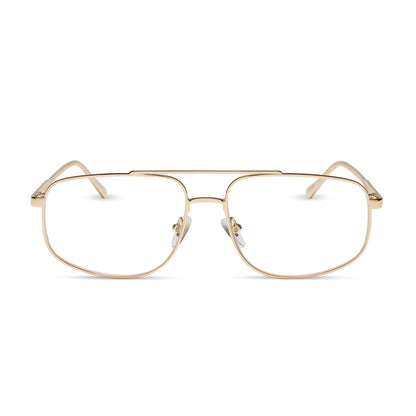 diff eyewear featuring the charley navigator glasses with a gold metal frame front view
