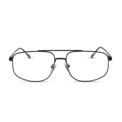 diff eyewear featuring the charley navigator prescription glasses with a shiny black frame front view