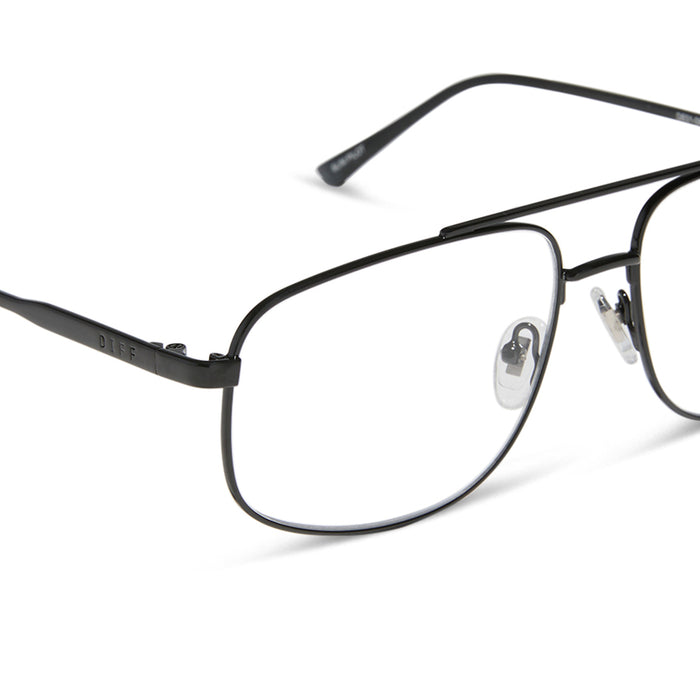 diff eyewear featuring the charley navigator prescription glasses with a shiny black frame detailed view