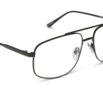 diff eyewear featuring the charley navigator prescription glasses with a shiny black frame detailed view