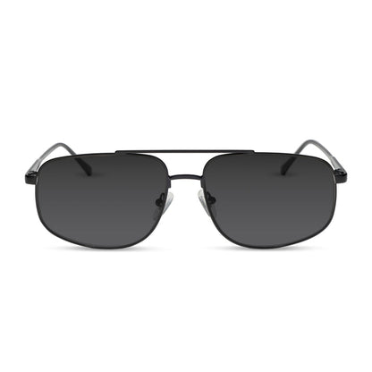 diff eyewear featuring the charley navigator prescription sunglasses with a shiny black frame front view