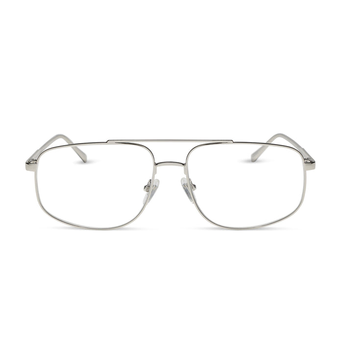 diff eyewear featuring the charley navigator prescription glasses with a silver frame front view