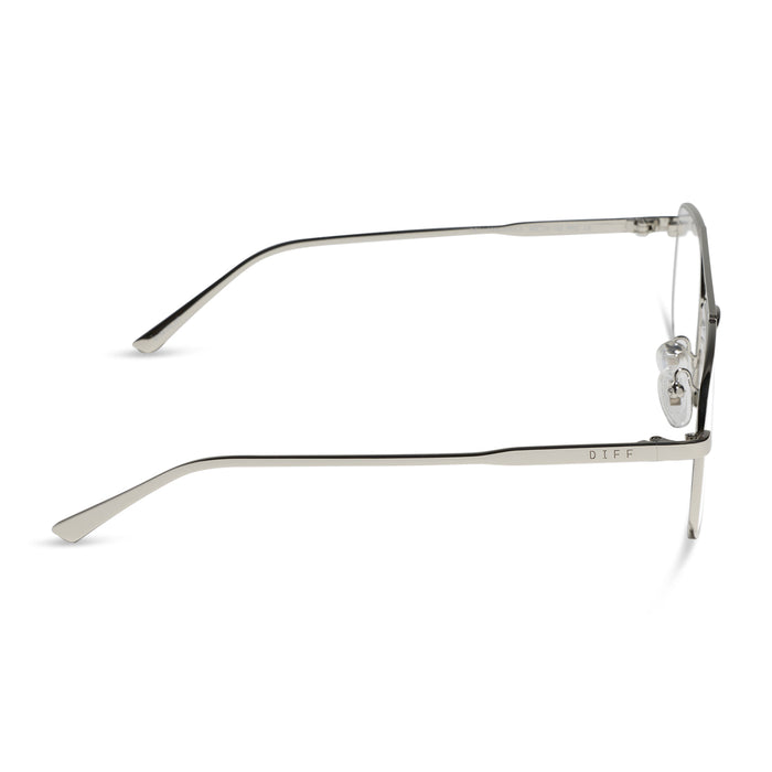 diff eyewear featuring the charley navigator prescription glasses with a silver frame side view