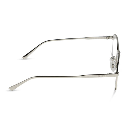 diff eyewear featuring the charley navigator prescription glasses with a silver frame side view