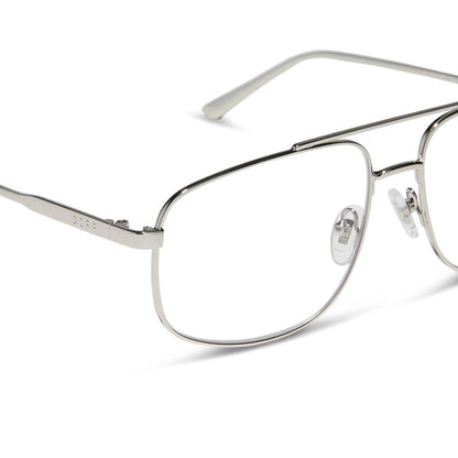diff eyewear featuring the charley navigator prescription glasses with a silver frame detailed view
