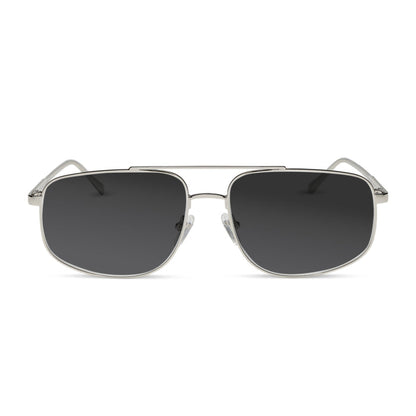 diff eyewear featuring the charley navigator prescription sunglasses with a silver frame front view