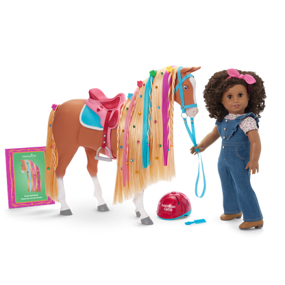Chestnut Charm Horse & Western Flowers Denim Jumpsuit for 18-inch Dolls