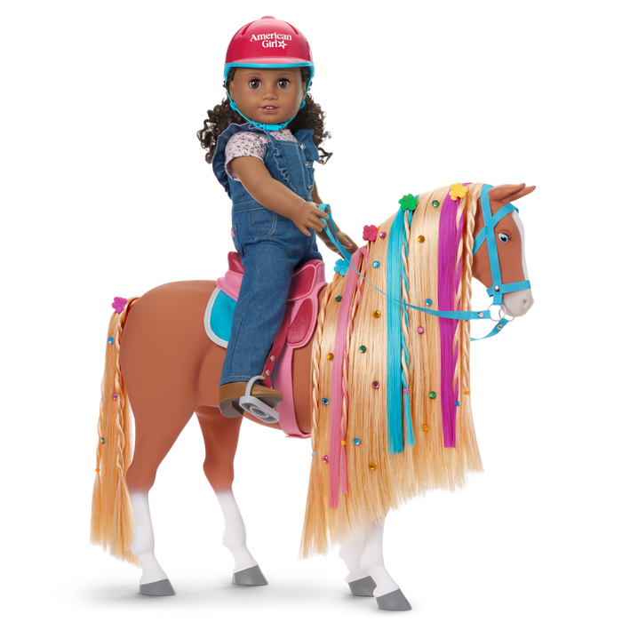 Chestnut Charm Horse & Western Flowers Denim Jumpsuit for 18-inch Dolls