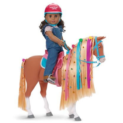 Chestnut Charm Horse & Western Flowers Denim Jumpsuit for 18-inch Dolls