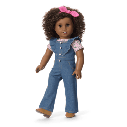 Chestnut Charm Horse & Western Flowers Denim Jumpsuit for 18-inch Dolls