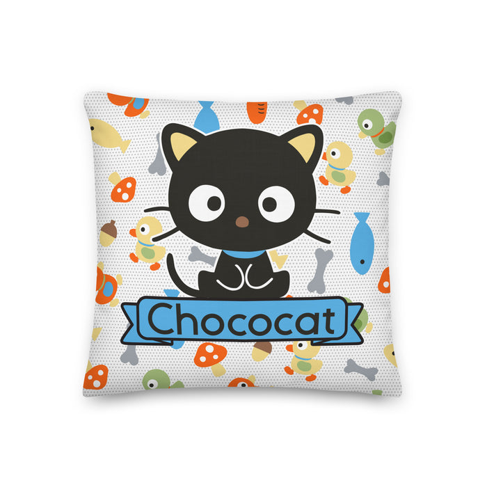 Chococat Fish & Acorns 18" Square Pillow Home Goods Printful Default Title