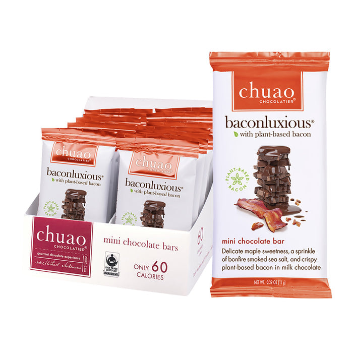 Chuao Chocolatier Plant Based Baconluxious Mini Chocolate Bars - 24 Count