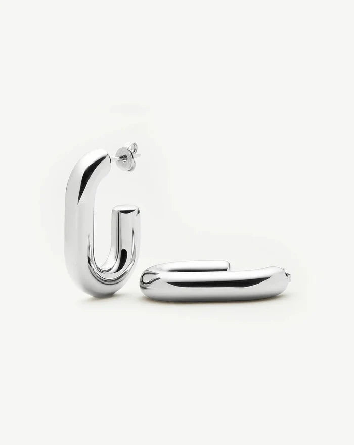Chubby Oval Medium Hoop Earrings | Platinum Plated Earrings Missoma