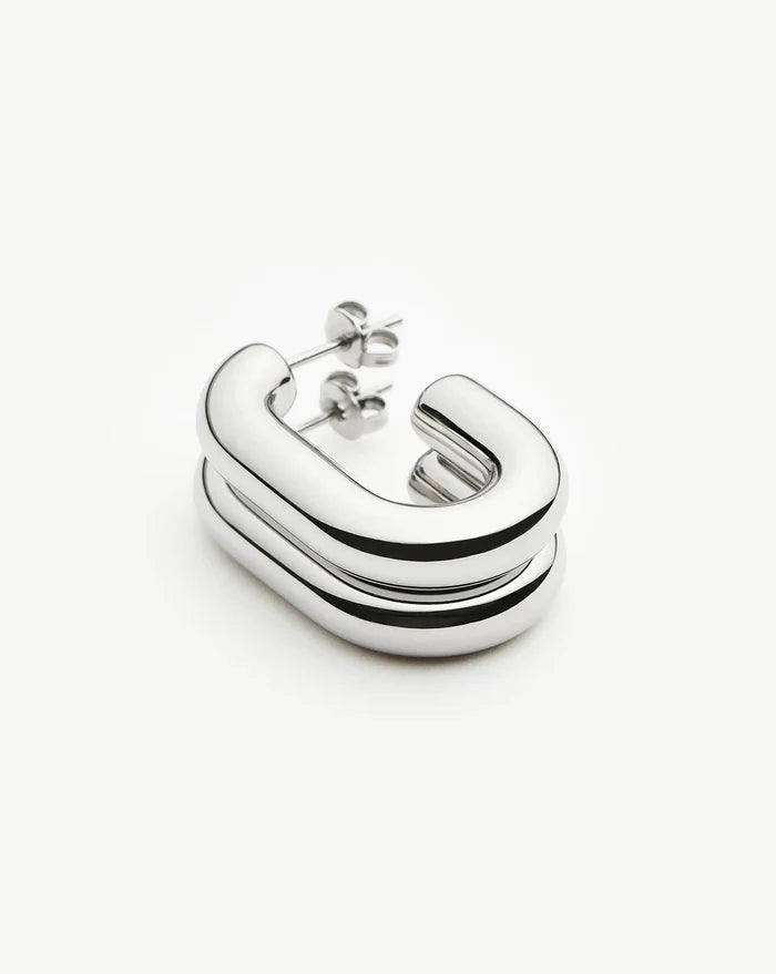Chubby Oval Medium Hoop Earrings | Platinum Plated Earrings Missoma