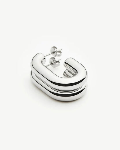Chubby Oval Medium Hoop Earrings | Platinum Plated Earrings Missoma