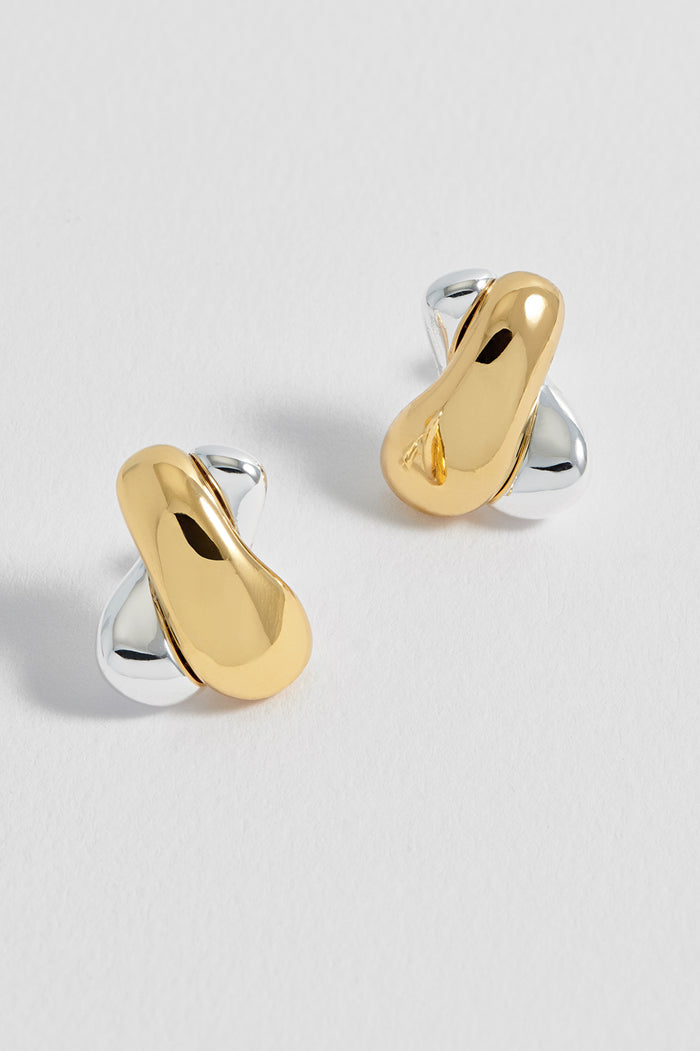 Chunky Mixed Metal Knot Stud Earrings