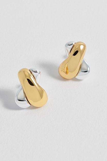 Chunky Mixed Metal Knot Stud Earrings