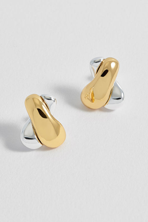 Chunky Mixed Metal Knot Stud Earrings