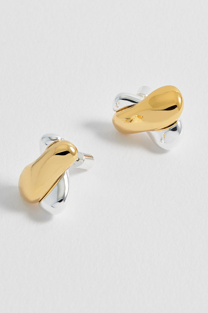 Chunky Mixed Metal Knot Stud Earrings