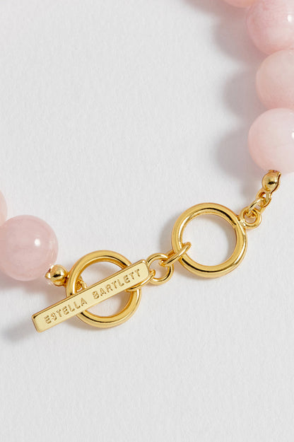 Chunky Rose Quartz T-Bar Bracelet