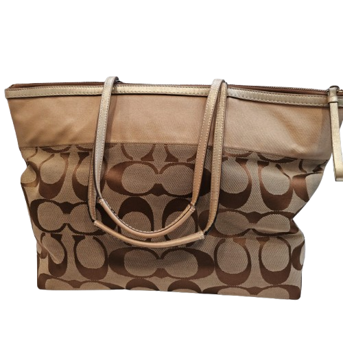 COACH Large Signature Print Zippered Tote Bag 11692