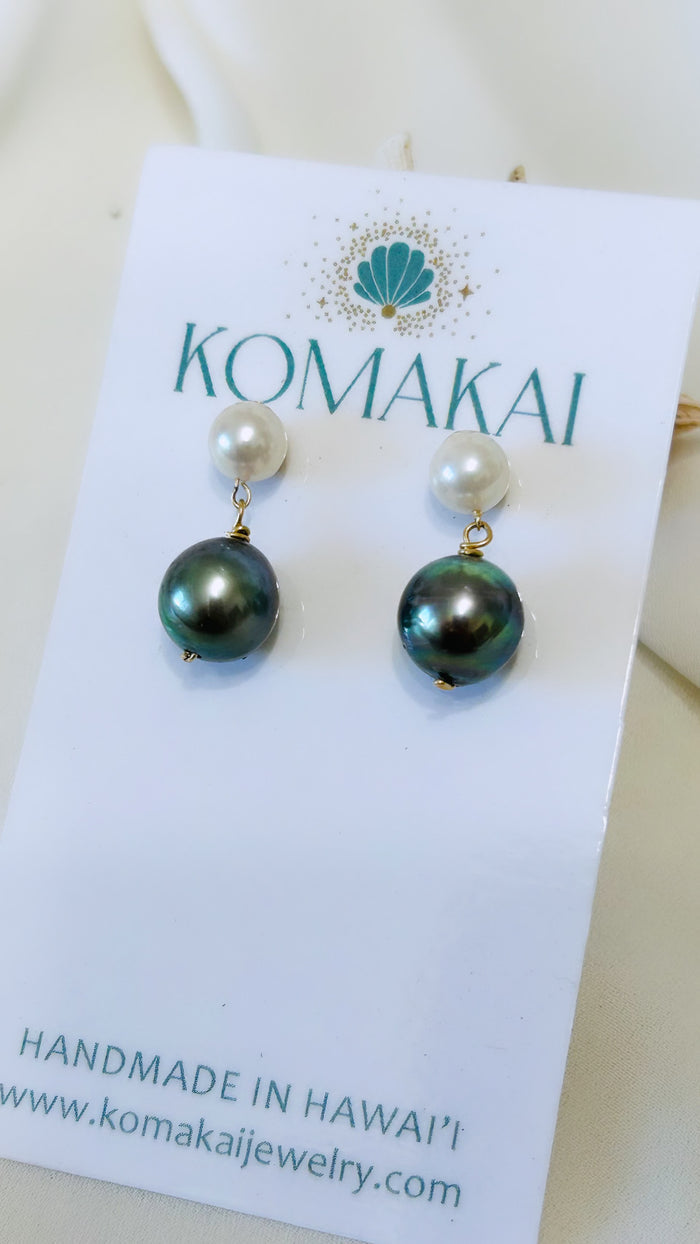 Coco post earrings - Akoya x Tahitian
