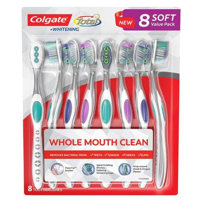 Colgate Teeth Whitening Toothbrush, 8 units Cleaning bristles and polishing cups that help remove more plaque and stains- 358036 dayana sifontes