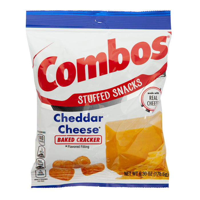Combos Baked Cracker Cheddar Cheese6.3oz Peg Bag - 12ct