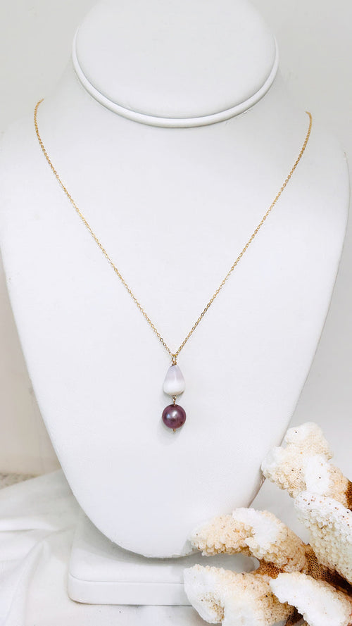 Cone shell x Pearl pendant necklace - Edison