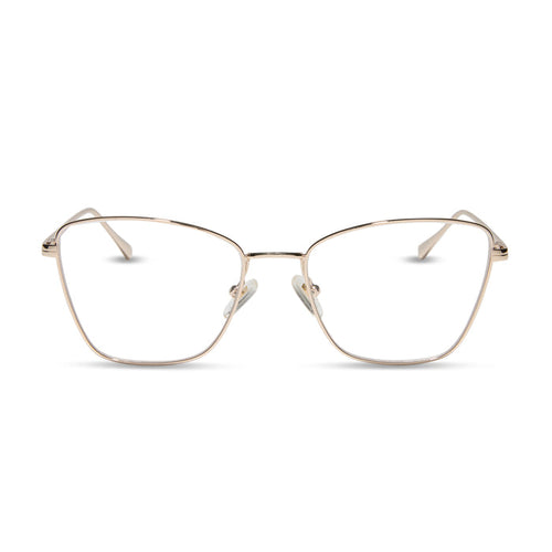 diff eyewear featuring the connie cat eye prescription glasses with a gold frame front view