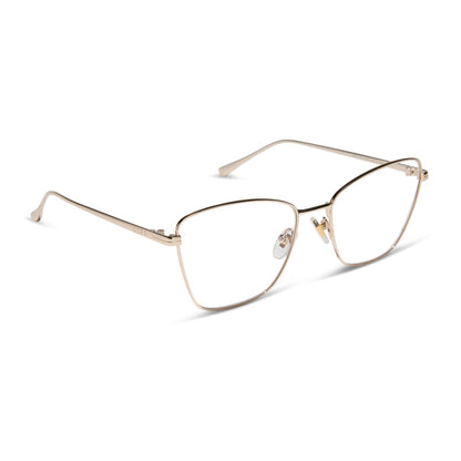 diff eyewear featuring the connie cat eye prescription glasses with a gold frame angled view