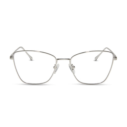 diff eyewear featuring the connie cat eye prescription glasses with a silver frame front view
