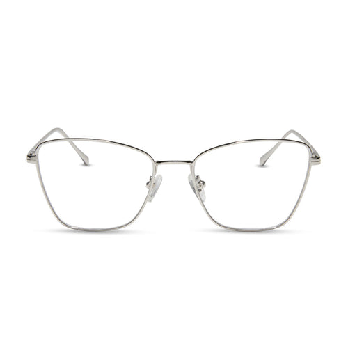 diff eyewear featuring the connie cat eye prescription glasses with a silver frame front view