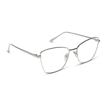 diff eyewear featuring the connie cat eye prescription glasses with a silver frame angled view