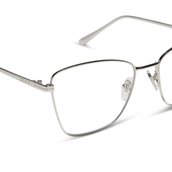 diff eyewear featuring the connie cat eye prescription glasses with a silver frame detailed view