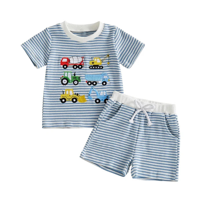 CONSTRUCTION VEHICLES Striped Outfit