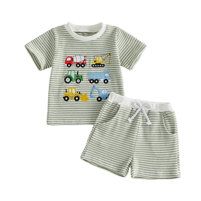 CONSTRUCTION VEHICLES Striped Outfit