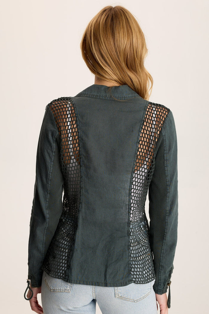 XCVI Contessa Linen/Crochet 1- Button Blazer