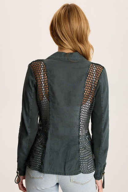 XCVI Contessa Linen/Crochet 1- Button Blazer
