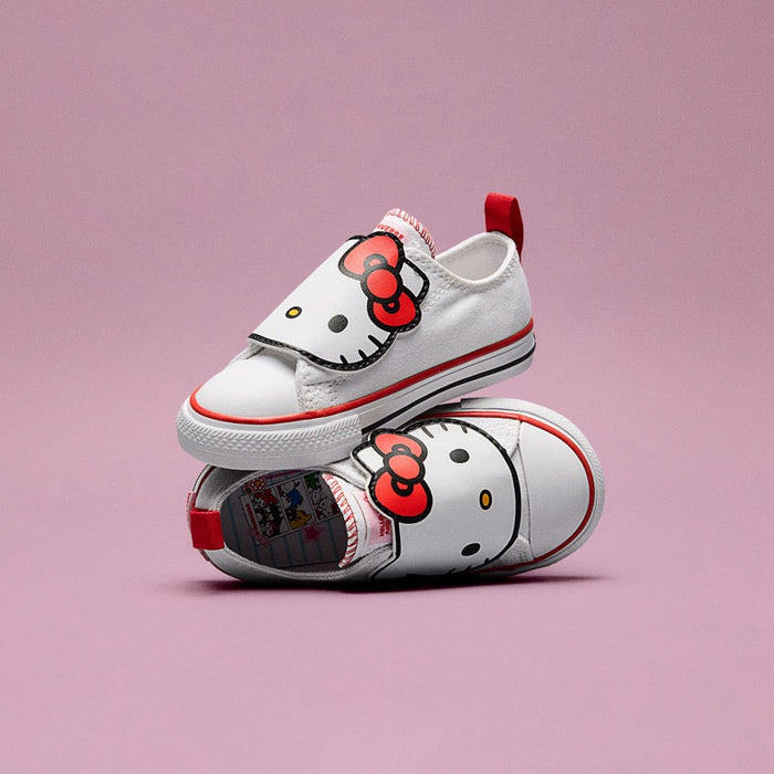 Converse x Hello Kitty Chuck Taylor All Star One Strap Easy-On Sneaker (Toddler - White) Shoes CONVERSE