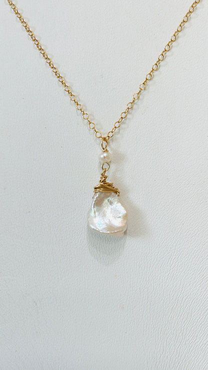 Cornflake x freshwater keshi necklace