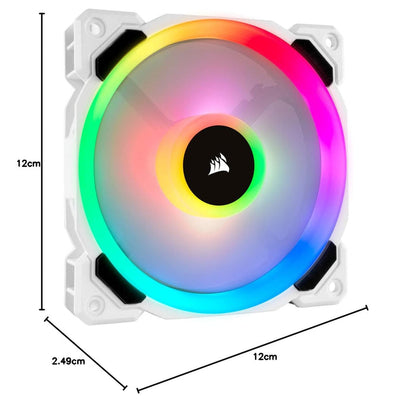 CORSAIR LL120 RGB 120mm RGB LED Fan Triple Pack With Lighting Node PRO White CO9050092WW