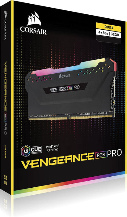 CORSAIR VENGEANCE RGB PRO 32GB 4x8GB DDR4 2666MHz C16 LED Desktop Memory Black