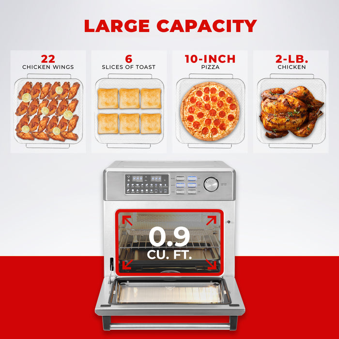 The Cuckoo convection oven offers a 0.9 cu. ft. capacity, fitting 6 slices of toast, a 10-inch pizza, or a 2-lb. chicken. (CAFO-A2601S)