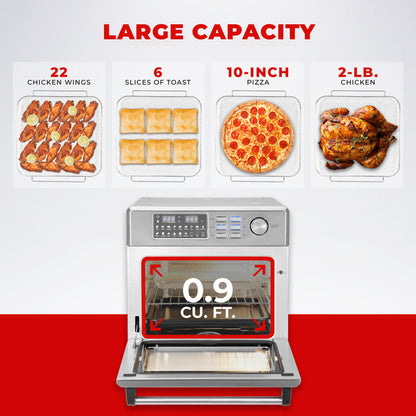 The Cuckoo convection oven offers a 0.9 cu. ft. capacity, fitting 6 slices of toast, a 10-inch pizza, or a 2-lb. chicken. (CAFO-A2601S)