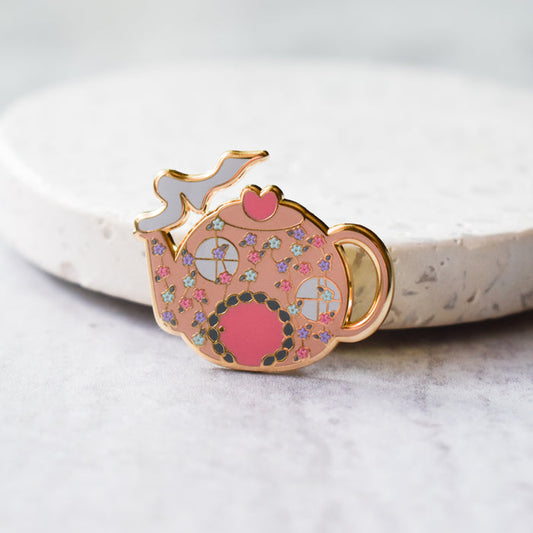 Cozy Teapot House Enamel Pin