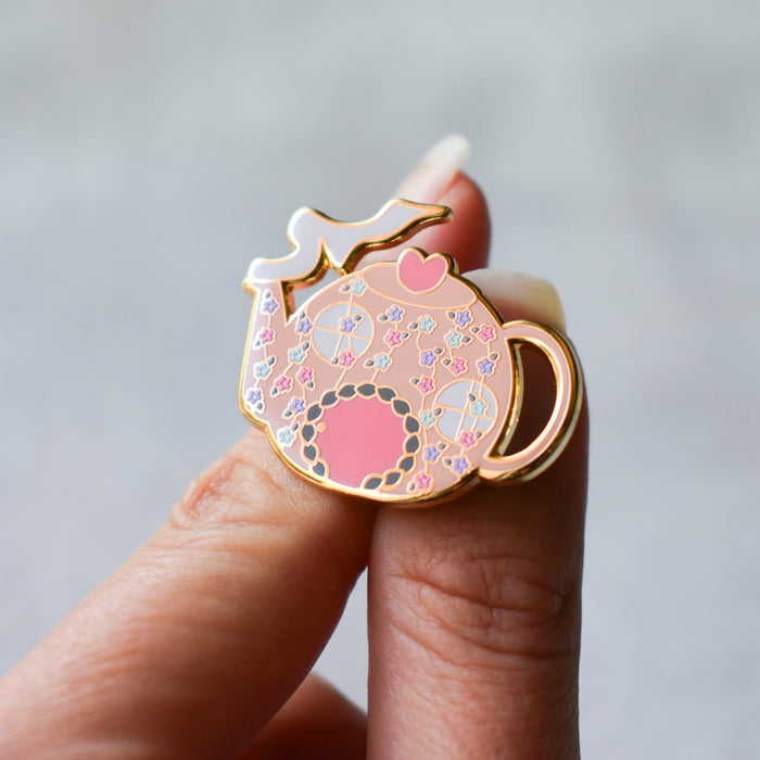 Cozy Teapot House Enamel Pin