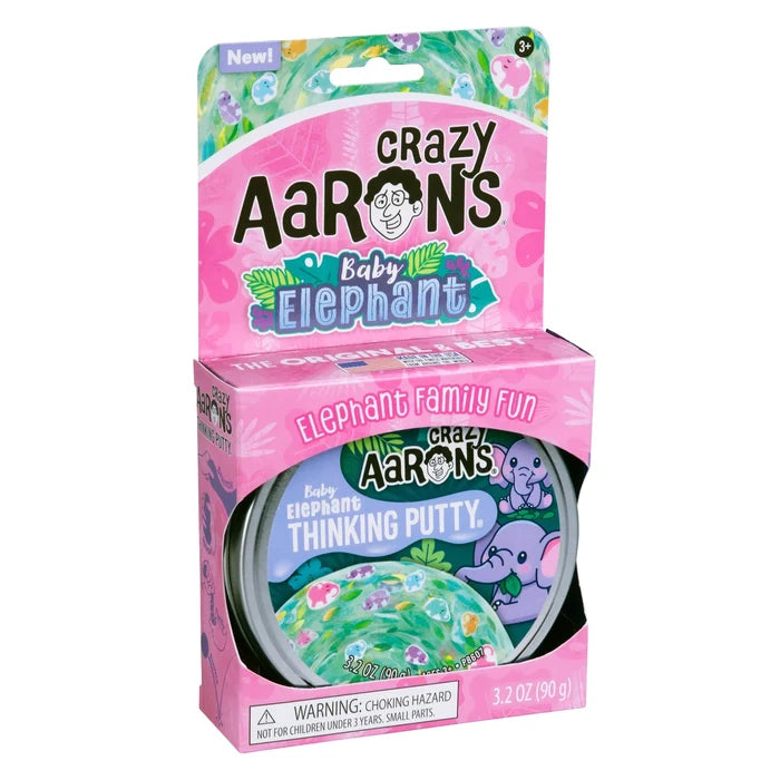 Crazy Aarons Baby Elephant Full Size 4 Inch Thinking Putty Tin